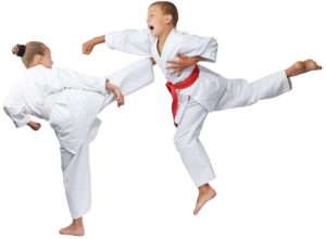 Kids kicking and punching together